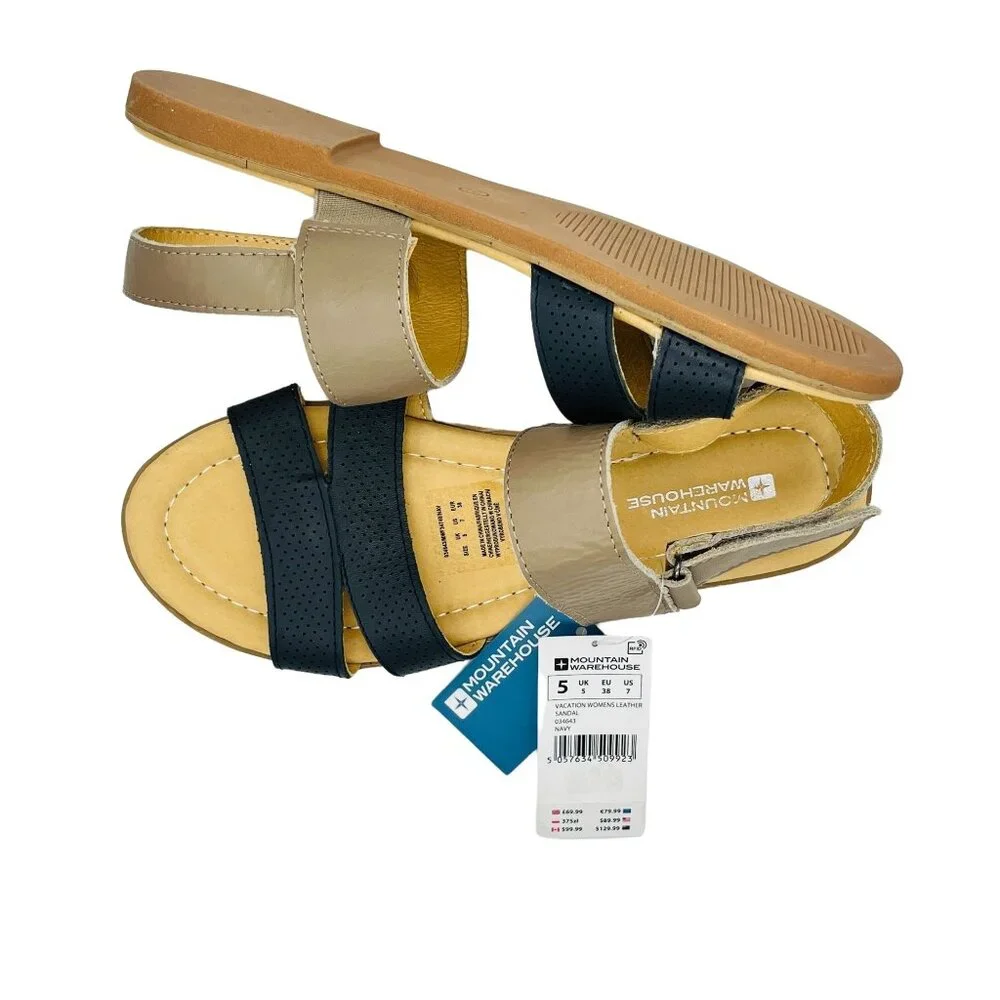 Mountain Warehouse Leather Sandals Womans‎ 7 NEW Coastal Normcore Colorblock